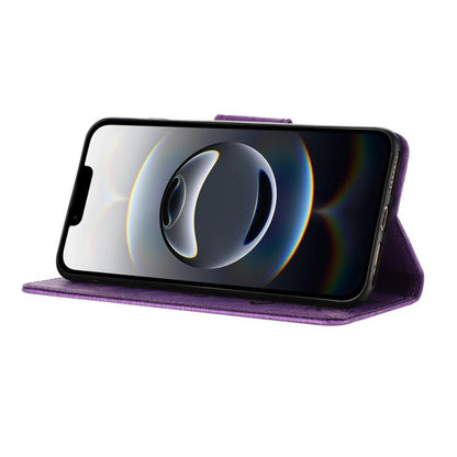 For iPhone 16e Butterfly Embossed Flip Leather Phone Case(Purple) by bashfashion