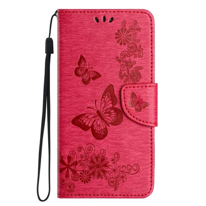 For iPhone 16e Butterfly Embossed Flip Leather Phone Case(Red) by bashfashion
