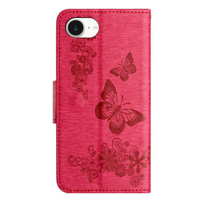 For iPhone 16e Butterfly Embossed Flip Leather Phone Case(Red) by bashfashion