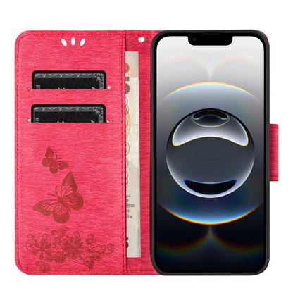 For iPhone 16e Butterfly Embossed Flip Leather Phone Case(Red) by bashfashion