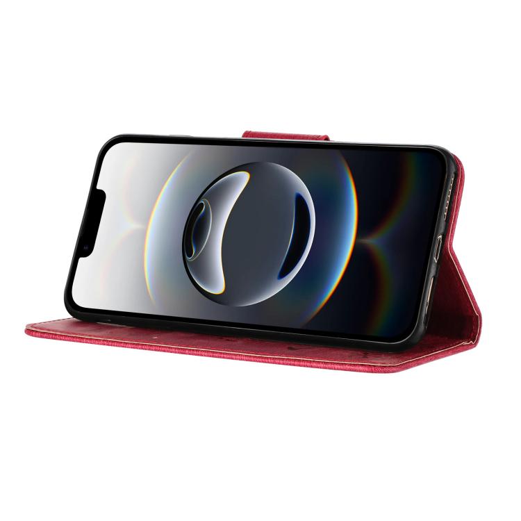 For iPhone 16e Butterfly Embossed Flip Leather Phone Case(Red) by bashfashion