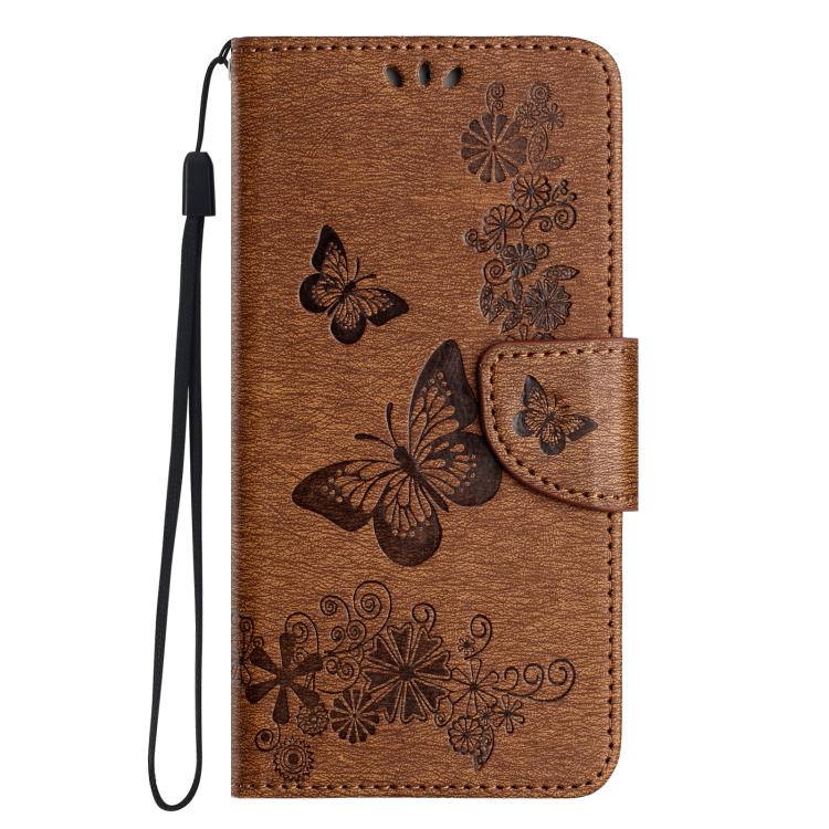 For iPhone 16e Butterfly Embossed Flip Leather Phone Case(Brown) by bashfashion
