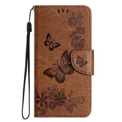 For iPhone 16e Butterfly Embossed Flip Leather Phone Case(Brown) by bashfashion