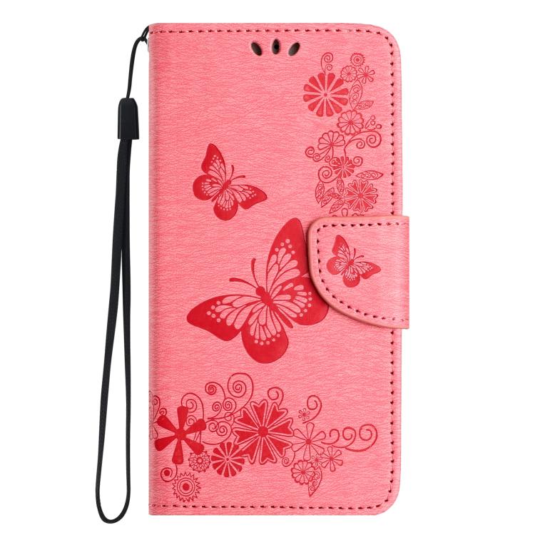 For iPhone 16e Butterfly Embossed Flip Leather Phone Case(Pink) by bashfashion