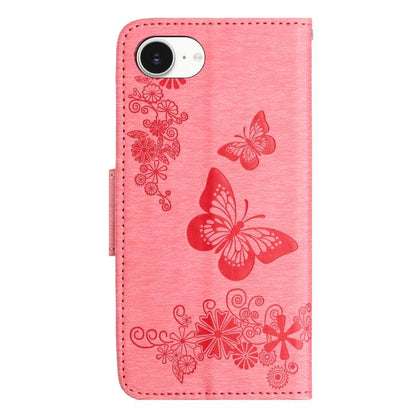 For iPhone 16e Butterfly Embossed Flip Leather Phone Case(Pink) by bashfashion