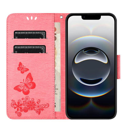 For iPhone 16e Butterfly Embossed Flip Leather Phone Case(Pink) by bashfashion