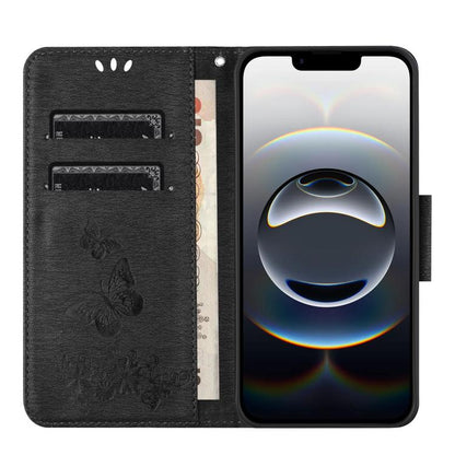 For iPhone 16e Butterfly Embossed Flip Leather Phone Case(Black) by bashfashion