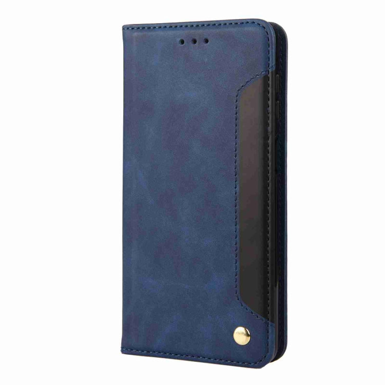 For iPhone 15 Pro Max Skin Feel Splicing Leather Phone Case(Blue) by bashfashion