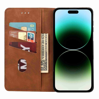 For iPhone 15 Pro Max Skin Feel Splicing Leather Phone Case(Brown) by bashfashion