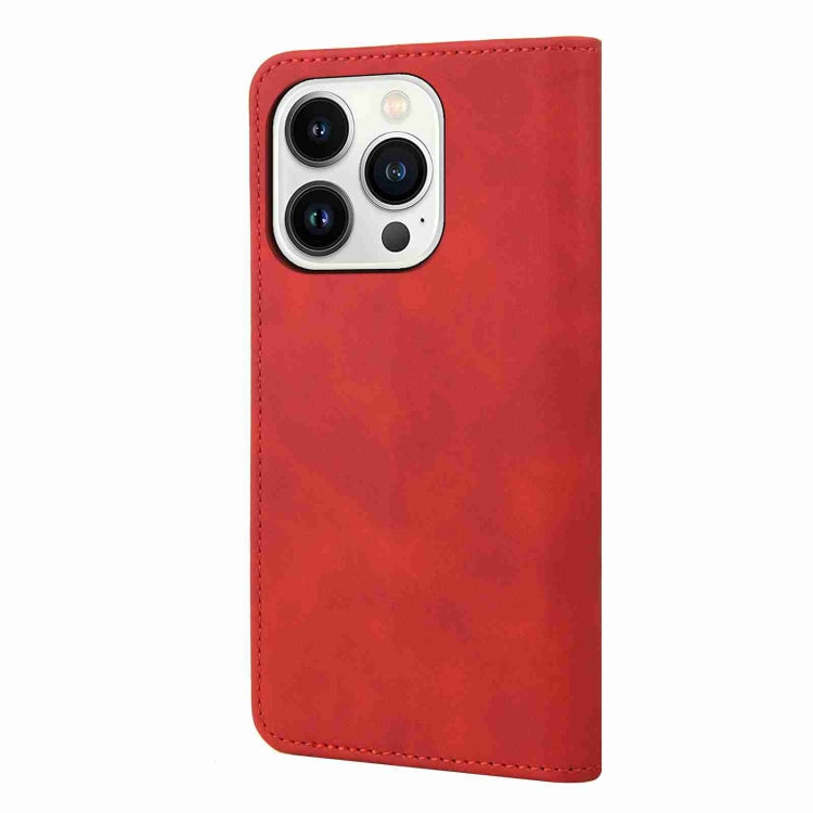 For iPhone 15 Pro Max Skin Feel Splicing Leather Phone Case(Red)