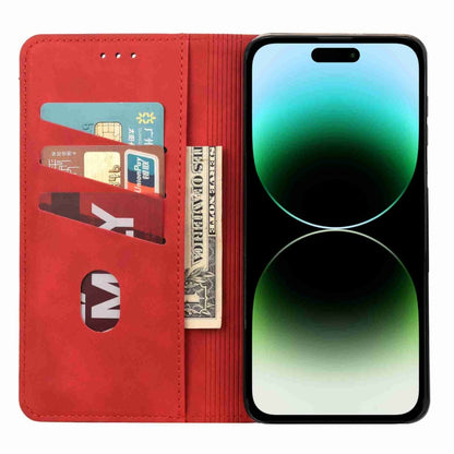 For iPhone 15 Pro Max Skin Feel Splicing Leather Phone Case(Red)