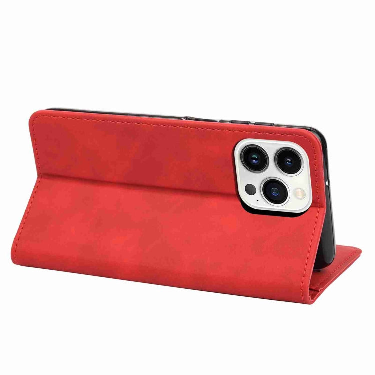 For iPhone 15 Pro Max Skin Feel Splicing Leather Phone Case(Red)