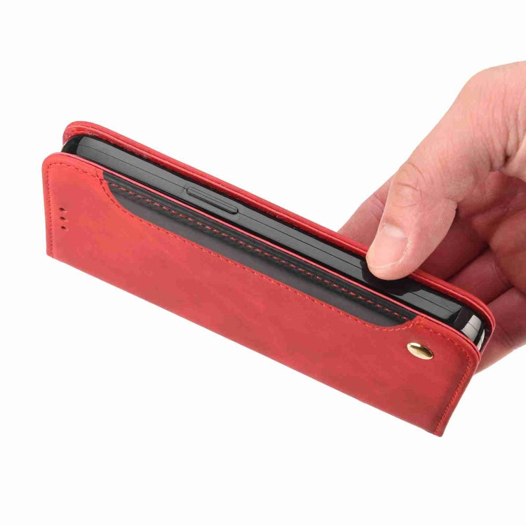 For iPhone 15 Pro Max Skin Feel Splicing Leather Phone Case(Red)
