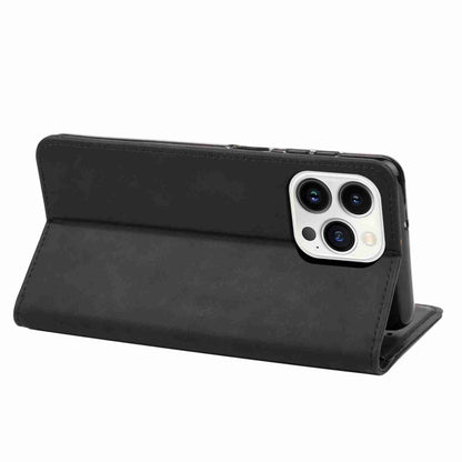 For iPhone 15 Pro Max Skin Feel Splicing Leather Phone Case(Black) by bashfashion