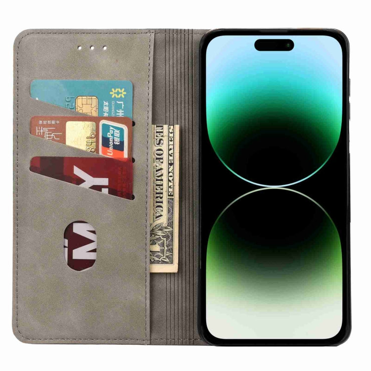 For iPhone 15 Pro Skin Feel Splicing Leather Phone Case(Grey) by bashfashion