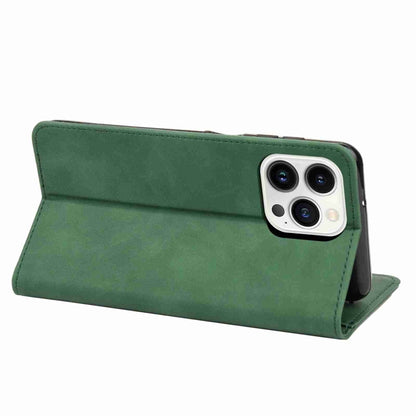 For iPhone 15 Pro Skin Feel Splicing Leather Phone Case(Green) by bashfashion
