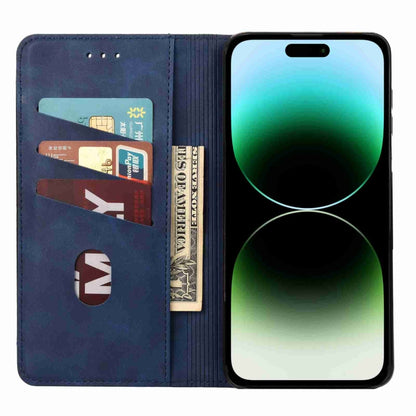 For iPhone 15 Pro Skin Feel Splicing Leather Phone Case(Blue) by bashfashion
