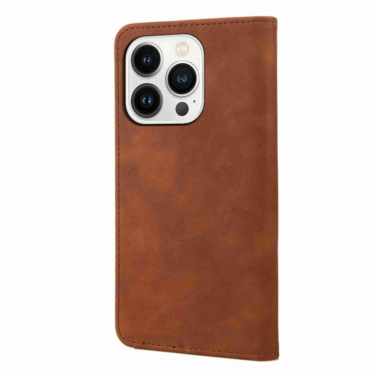 For iPhone 15 Pro Skin Feel Splicing Leather Phone Case(Brown) by bashfashion