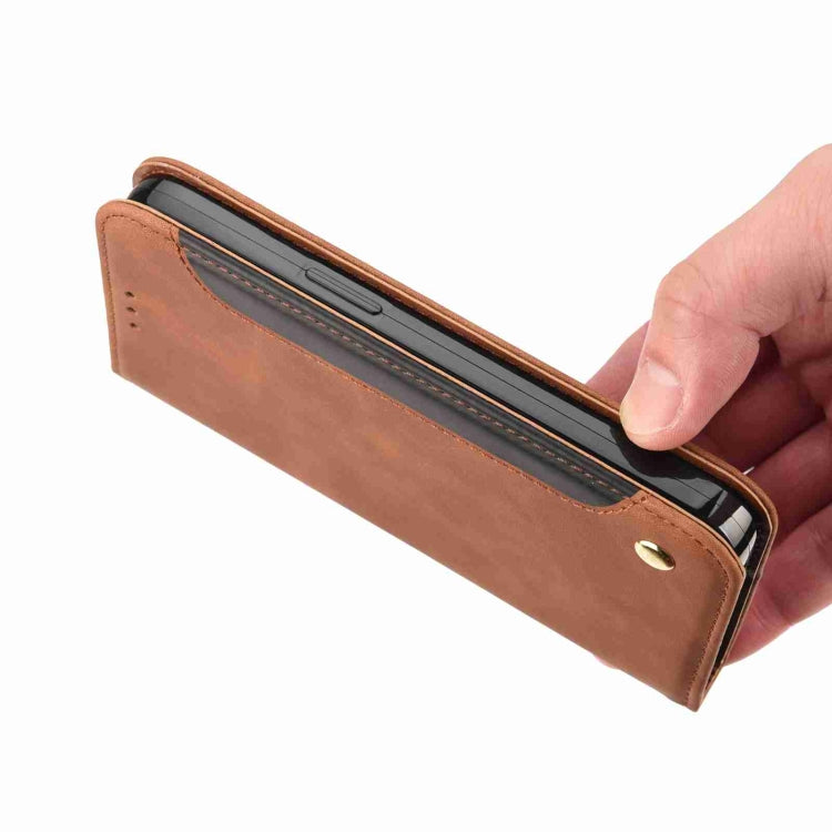 For iPhone 15 Pro Skin Feel Splicing Leather Phone Case(Brown) by bashfashion