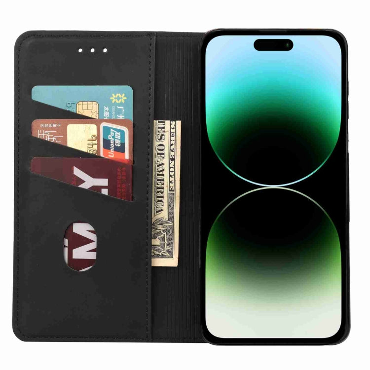 For iPhone 15 Pro Skin Feel Splicing Leather Phone Case(Black) by bashfashion