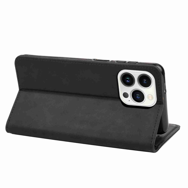 For iPhone 15 Pro Skin Feel Splicing Leather Phone Case(Black) by bashfashion