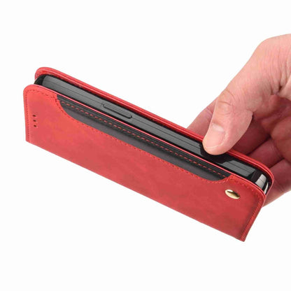 For iPhone 15 Plus Skin Feel Splicing Leather Phone Case(Red) by bashfashion