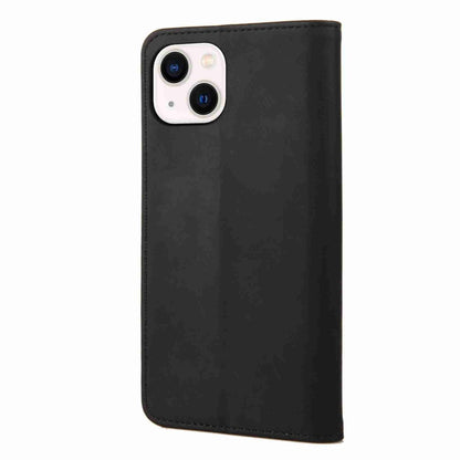 For iPhone 15 Plus Skin Feel Splicing Leather Phone Case(Black) by bashfashion
