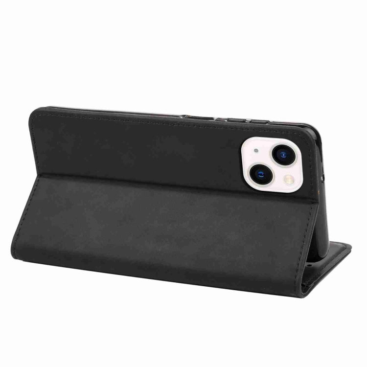 For iPhone 15 Plus Skin Feel Splicing Leather Phone Case(Black) by bashfashion