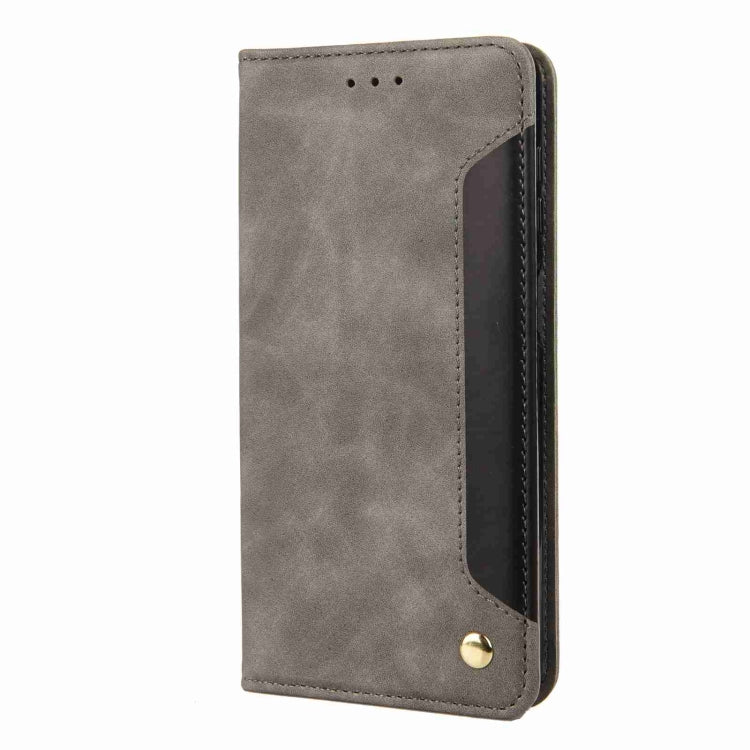 For iPhone 15 Skin Feel Splicing Leather Phone Case(Grey) by bashfashion