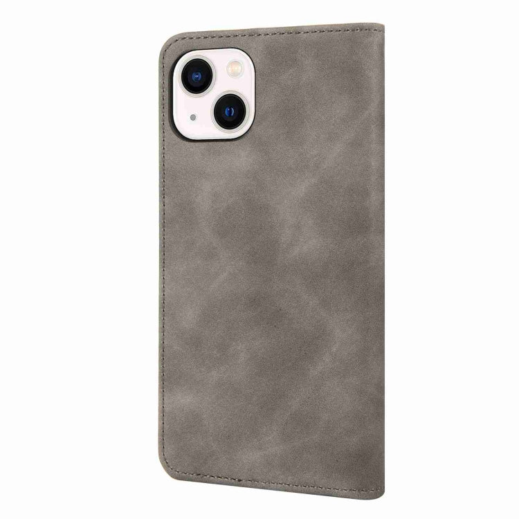 For iPhone 15 Skin Feel Splicing Leather Phone Case(Grey) by bashfashion