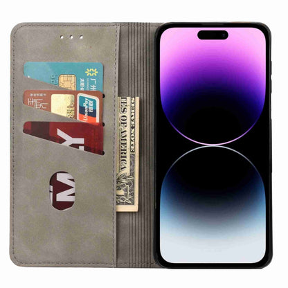 For iPhone 15 Skin Feel Splicing Leather Phone Case(Grey) by bashfashion