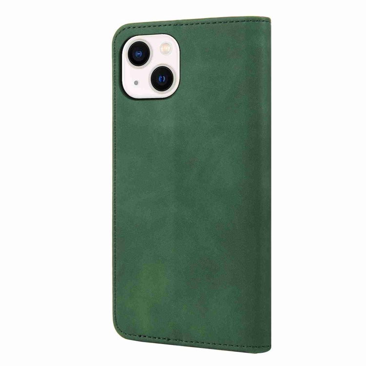 For iPhone 15 Skin Feel Splicing Leather Phone Case(Green)