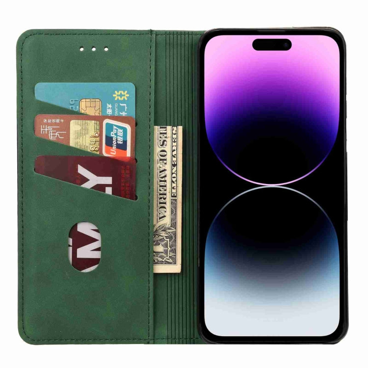 For iPhone 15 Skin Feel Splicing Leather Phone Case(Green)
