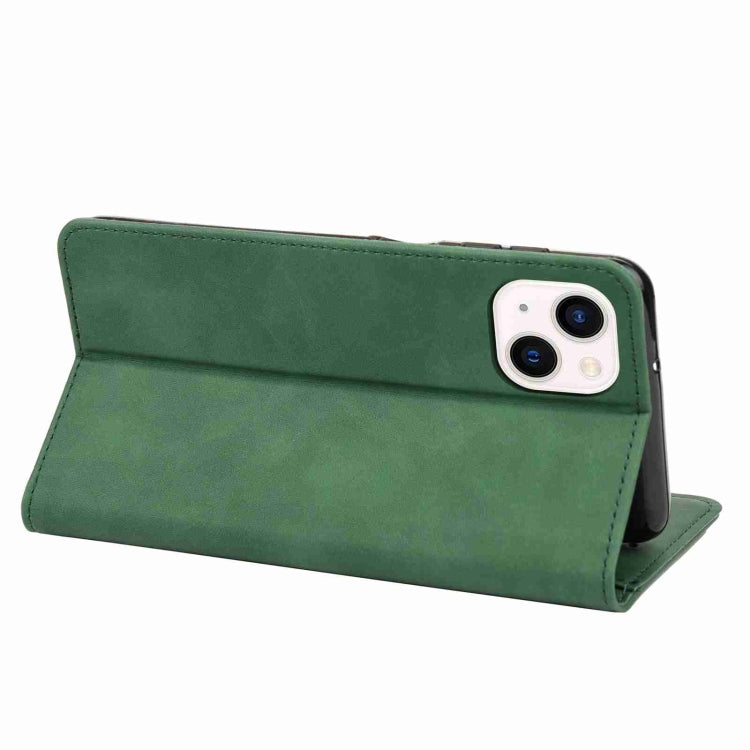 For iPhone 15 Skin Feel Splicing Leather Phone Case(Green)