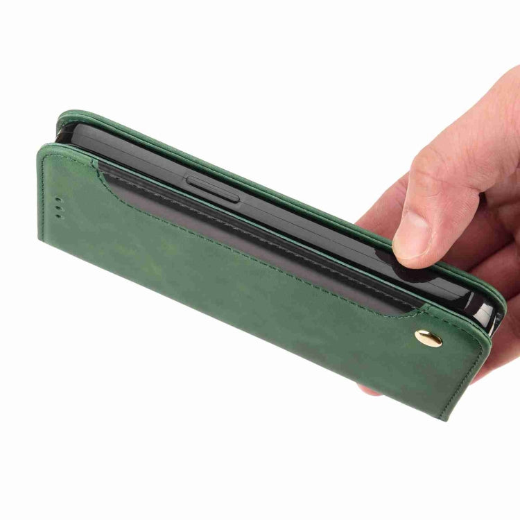 For iPhone 15 Skin Feel Splicing Leather Phone Case(Green)