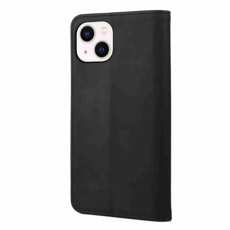 For iPhone 15 Skin Feel Splicing Leather Phone Case(Black) by bashfashion