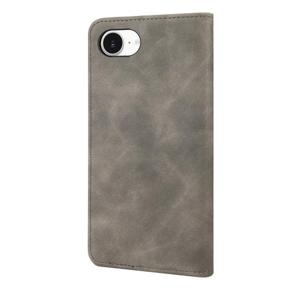 For iPhone 16e Skin Feel Splicing Leather Phone Case(Grey) by bashfashion