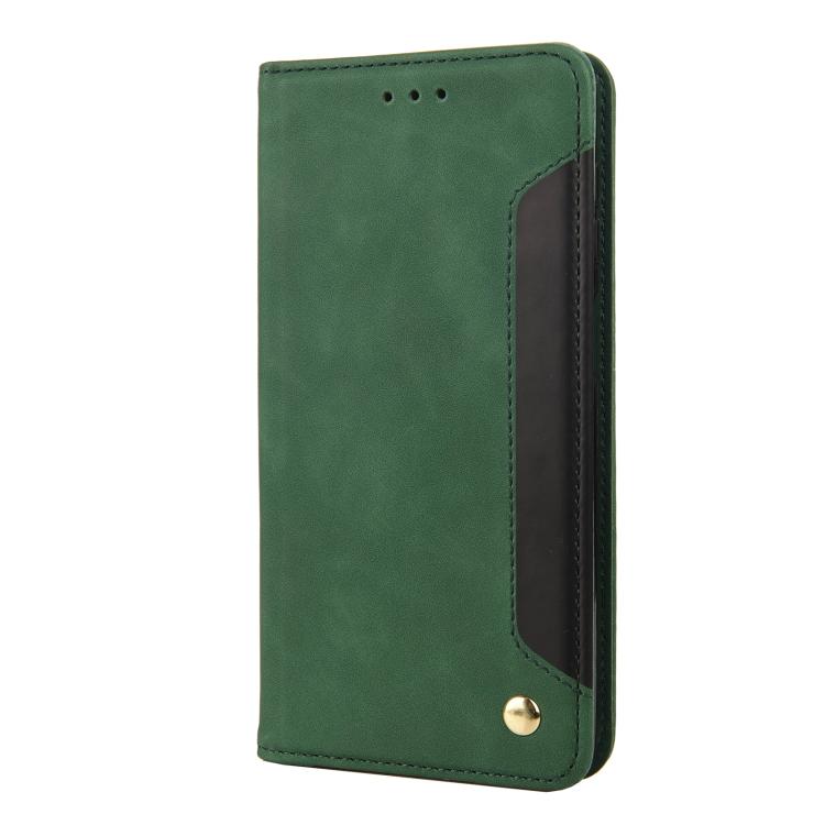 For iPhone 16e Skin Feel Splicing Leather Phone Case(Green) by bashfashion