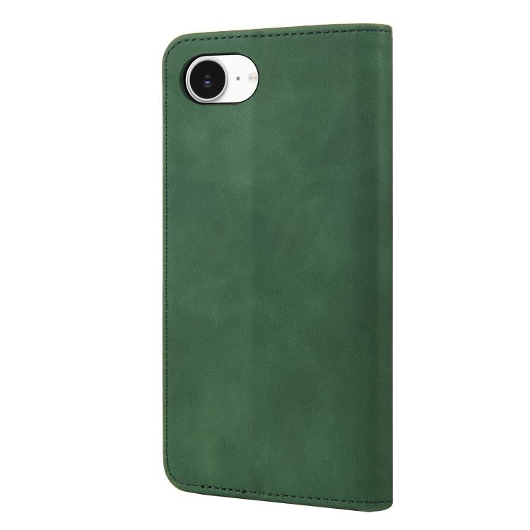 For iPhone 16e Skin Feel Splicing Leather Phone Case(Green) by bashfashion
