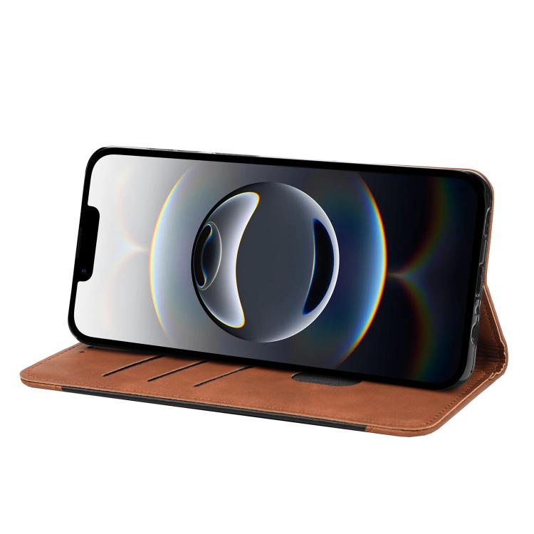 For iPhone 16e Skin Feel Splicing Leather Phone Case(Brown) by bashfashion