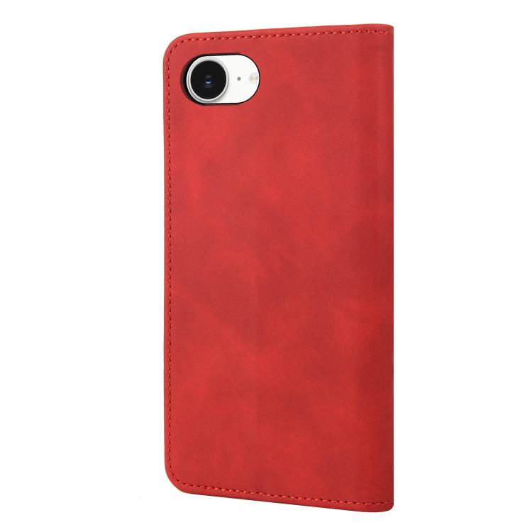 For iPhone 16e Skin Feel Splicing Leather Phone Case(Red) by bashfashion
