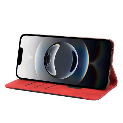 For iPhone 16e Skin Feel Splicing Leather Phone Case(Red) by bashfashion