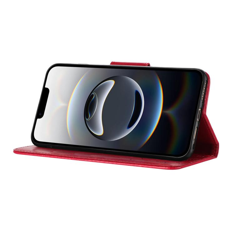 For iPhone 16e Butterfly Flower Pattern Flip Leather Phone Case(Red) by bashfashion