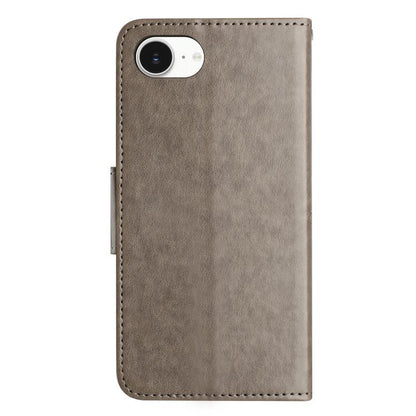 For iPhone 16e Butterfly Flower Pattern Flip Leather Phone Case(Grey) by bashfashion