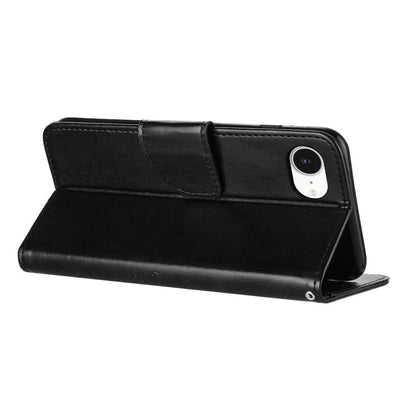 For iPhone 16e Butterfly Flower Pattern Flip Leather Phone Case(Black) by bashfashion