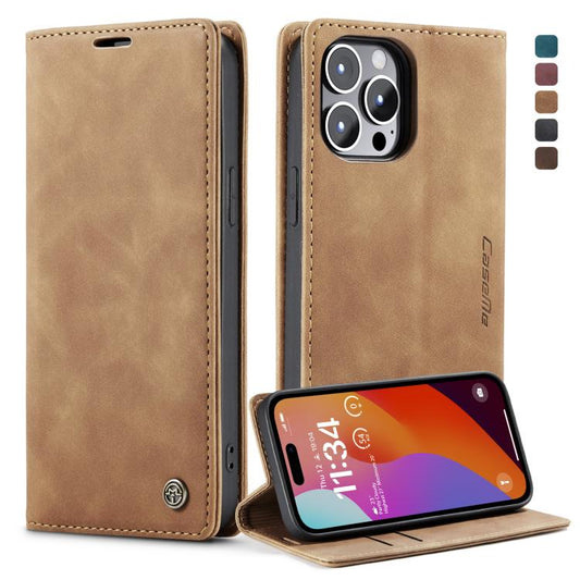 For iPhone 15 Pro Max CaseMe 013 Multifunctional Horizontal Flip Leather Phone Case(Brown) by CaseMe