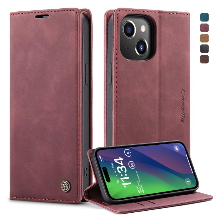 For iPhone 15 Plus CaseMe 013 Multifunctional Horizontal Flip Leather Phone Case(Wine Red) by CaseMe
