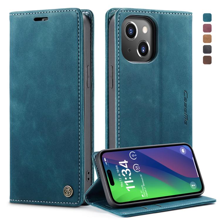 For iPhone 15 Plus CaseMe 013 Multifunctional Horizontal Flip Leather Phone Case(Blue) by CaseMe