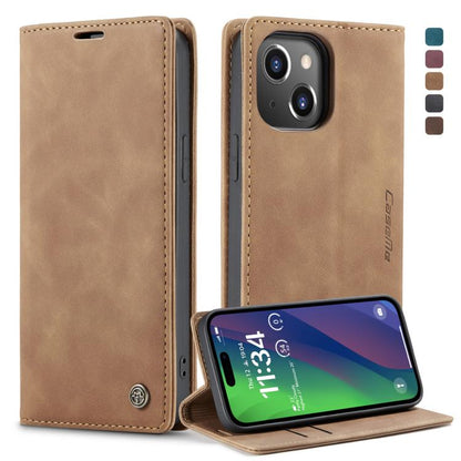 For iPhone 15 Plus CaseMe 013 Multifunctional Horizontal Flip Leather Phone Case(Brown) by CaseMe