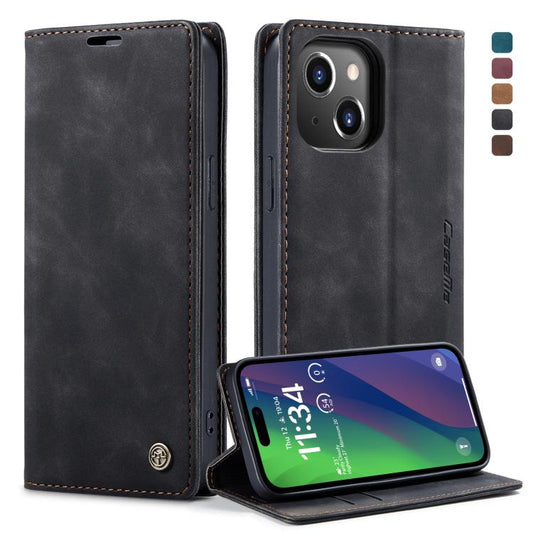 For iPhone 15 Plus CaseMe 013 Multifunctional Horizontal Flip Leather Phone Case(Black) by CaseMe